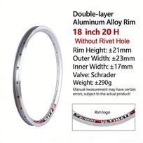 WEINMANN 18/20 Inch Mountain Bike Rim V Brake Double-layer Aluminum Wheel Rim 20/24/28H Black Silvery AV With/Without Rivet 18Inch 20H Silvery