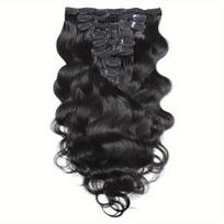 Full Head Body Wave 100% Human Hair Extensions Natural Color 8Pcs 120G  Per Pack Loose Wave Clip in Hair Extensions 16-26 Inch (as the picture,120g&16 Inches(40.64cm))