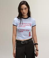 Minimal Fair Beautiful Life Ringer Tee Blue Free