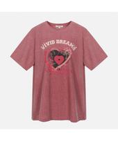Thursday Island Heart Record Oversized Pigdyed T-Shirt_T254Mts231W Pk2(Pink)/90(Wm)