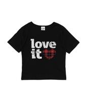 Cargo Bros For Woman Vintage Check Heart Short Sleeve T-Shirt (Black) Free