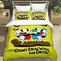 Cuphead cartoon printed Bedding Sets exquisite bed supplies set duvet cover bed comforter set bedding set luxury birthday gift 140x200cm