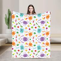 Warm Soft Blanket Picnic Finny the Shark Confetti Birthday Throw Blanket Super Simples Flannel Bedspread For Sofa Bed Cover Size: 75*100cm, Weight: 230 GSM