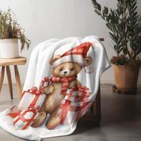 Tuniu Cute Teddy Bear Print Fleece Blanket for Sofa Bed Room Decorative Throw Blanket Gift Size: 75*100cm, Weight: 230 GSM
