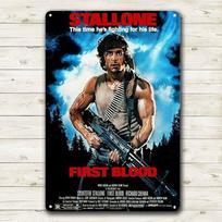 Pirmasis kraujas Filmo Metalinis Plakatas Skardinė Plokštelė Sylvester 20x30cm 20X30CM blue