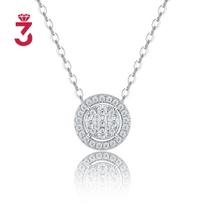 Elegant S925 Silver VVS Cut Moissanite Double Halo Round Cluster GRA Certificate Thin Oval Chain Hot Sale Chic Pendant Necklace 40+2.5+2.5CM sidabras