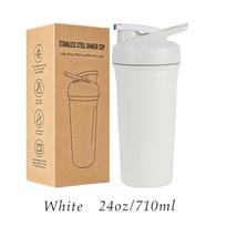 Hand Grip Shaped Carry Loop Stainless Steel Shaker Bottle Summer Iced Protein Shake Thermal Cup   ODM 710ml balta