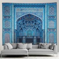 Marokiečių architektūrinis gobelenas Retro islamo geometrinis raštas Sieninė puošmena Bohemiškas svetainės miegamojo namų sienų dekoras Freska 100X70CM