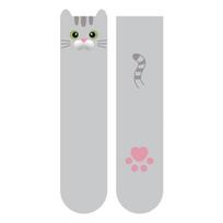 Elastic Calico Cat Socks Breathable Tuxedo Cat Socks Whimsical Pouty Kitty Socks  All Seasons Grey Cat