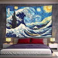 Mount Fuji, Japan Tapestry Art Printing Tapestry The Great Wave of Kanagawa Wall Hanging Decoration Household Japanese Tapestry 100X70CM