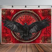 Norse Raven Runes Tapestry Dark Esoteric Design Wall Decor for Bedroom Styling Viking Theme Photo Backdrop 100X70CM