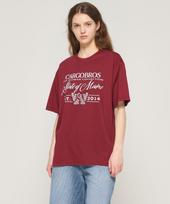 Cargo Bros For Woman State Of Main Lettering Short Sleeve T-Shirt (Wine) S