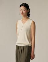 Joseon V-Neck Knit Pullover With Metallic Embellishments Ivory/Free