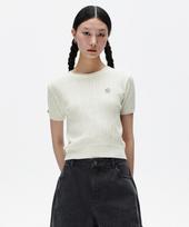 Maha Grid Cable Half Sleeve Knit Ivory(Mg2Fmfk612A) Ivory/F