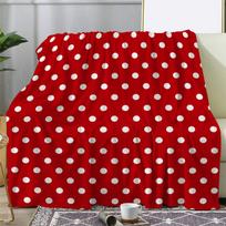 Christmas Flannel Blanket Red White Polka Dot Pattern Classic Design Soft Cozy Holiday Home Decor Sofa Warm Festive Accent Size: 75*100cm, Weight: 230 GSM