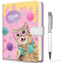Cat Journal for Girls Gift 96 Sheets Hardcover Lined Notebook with Pen & Magnetic Closure (Pink,96 Sheets) rožinė