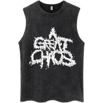Ken Carson A Great Chaos Wash Tank Tops Men Women Fashion Tees Cotton Oversized Gothic Opium Sleeveless T-shirt S