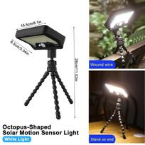Solar Security Lights with Flexible Octopus Tripod Waterproof Motion Sensor Flood Lights Dual Charging Solar Camping Light for Patio Fence Garden White light(1PC)