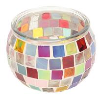 Mosaic Glass Candlestick Hand Made Colourful Romantic Mosaic Glass Candle Holder for Home Bar