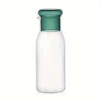 68oz Glass Pitcher Cup , Handmade Art Glass Beverage Server with Integrated Handle , Green Lid, Large Capacity for Iced Tea, Lemonade, Juice Green