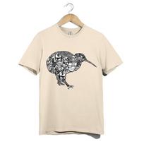 Kiwi Bird T-Shirt | Tribal Animal Line Art Tee | New Zealand Nature Bird Design S