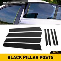 For 2012 2013-2015 Honda Civic Pillar Post 8Pcs Window Door Trim Glossy Black H
