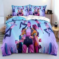 Rumi K-Pop Bedding Set Demon Hunters Themed 2 Side Colorful Print Polyester Student Dormitory Bed Sheet Duvet Cover Kid Gift EU Twin(135x200cm)