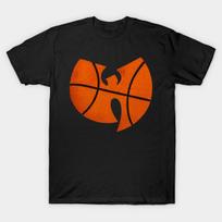 Men Black Print T-shirt Wutang Basketball No-Cut Transfer Paper Print Cotton Tshirt M juoda