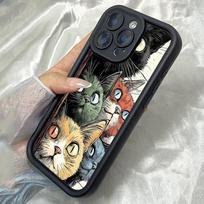 JT19 Meningi kačiukai Katės meno piešinys Realme 14 15 Huawei P40 Honor 70 90 Infinix Tecno itel Motorola Google Visas modelis Angel eyes Minkštas TPU telefono dėklas Huawei Nova 3 juoda