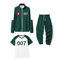 230 001 007 Sportinis kostiumas Cosplay kostiumas Korėjietiškas unisex švarkas trumpomis rankovėmis, viršus, bėgiojimo kelnės, 3 dalių sportinio kostiumo komplektas, apranga maskaradiniam vakarėliui S B