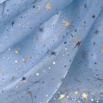 Glitter Shiny Bronzing Star Moon Organza Fabric Gilded Crepe Tulle DIY Sewing Crafts Wedding Birthday Party Backdrop Decoration 150x50cm
