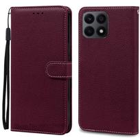 For Honor X8A dėklas Huawei Honor X8A dangtelis Silikoninis Piniginė Atverčiamas Odinis Dėklas For Honor X8A Telefono dėklas Coque Fundas Korpusas For Honor X8A vyno raudonos spalvos