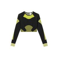 adidas by Stella McCartney Women's TrueStrength Seamless Knit Cropped Long-Sleeve Top Black/Yellow Women HN2882 S