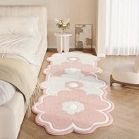 Gėlių raštas Miegamojo dekoras Rožinis kilimas Storas pliušinis Prie lovos grindų kilimėlis Netaisyklingų formų kilimai Svetainei Purus minkštas kilimas 50X80cm beige