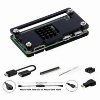Raspberry Pi Zero 2 W/Zero W pradedančiųjų rinkinys su akriliniu dėklu, GPIO jungtimi, HDMI adapteriu, OTG kabeliu