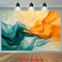 2D Abstract Teal Orange Wave Backdrop Fluid Art Swirl Photography Background for Events 47.2x31.5inch/120*80cm