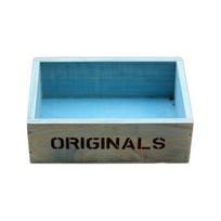 Yousheng Wooden Succulents Planter Box Desktop Storage Box Retro Rustic Plant Container for Micro Landscape Succulents Small Plants Home Office Decor mėlyna