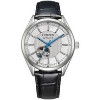 Citizen Collection Mechaninis automatinis vyriškas laikrodis NH9111-11B Atviras širdies dizainas Juodas odinis dirželis 10 ATM atsparus vandeniui gray