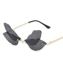 Trendy Rimless Sunglasses with Vintage Dragonfly Wings for Women and Men As Picture