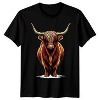 Highland Cow Animals Mens T-Shirt Womens Tee Graphic Unisex Tee S įvairiaspalvis