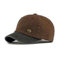 Men's Short Brim Baseball Cap Cotton Sunscreen Sun Hat Stitching Cap tamsiai mėlyna spalva