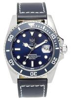 Hyakuichi Hyakuichi Quartz 20 ATM Water Date Unidirectional Rotating Leather Watch [HYAKUICHI 101] No.2 Diver's Watch, Resistant, Display, Bezel, mėlyna