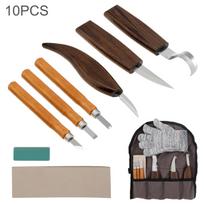 10Pcs Carbon & Alloy Steel Engraving Carving Tools Set Portable Whittling Kit with Canvas Storage Bag for Woodworking Craft