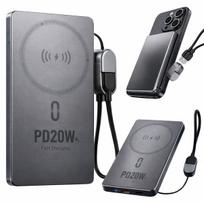 Atsarginis maitinimo šaltinis ("Power Bank") Powerbank su belaidžiu ir greitu įkrovimu Rivex P693, 5000 mAh, 20W, pilka