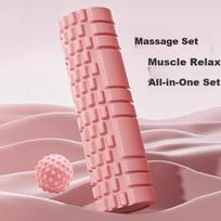 Duweike Foam Roller Yoga Column Fascia Ball Massage Stick Leg Muscle Relaxation Set, Pink, 45cm