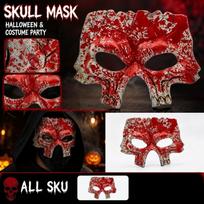 3D Scary for Halloween, Six Design Party Face Costume One Size raudona