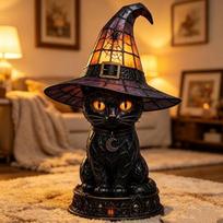 Halloween Witch Hat Resin Lamp USB Night Light Gothic Table Decor for Indoor Party Usb switch light
