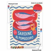 5D Deimantinė tapyba Sardinės žuvies skardinė Pilnas gręžimas Cirkonio siuvinėjimo Kryželiu siuvinėjimo rinkiniai suaugusiems Namų sienos meno dekoras Dovana Round 20x30cm red