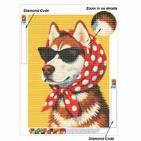 5D Diamond Painting Stylish Husky Full Drill Rhinestone Embroidery Cross Stitch Kits for Adults Home Decor Wall Art Gift Round 20x30cm