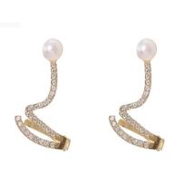 Women's Snake Earring and Ear Cuff Set with Rhinestones - Trendy Stud Earrings and Ear Cuff Combination for Everyday Wear One Size